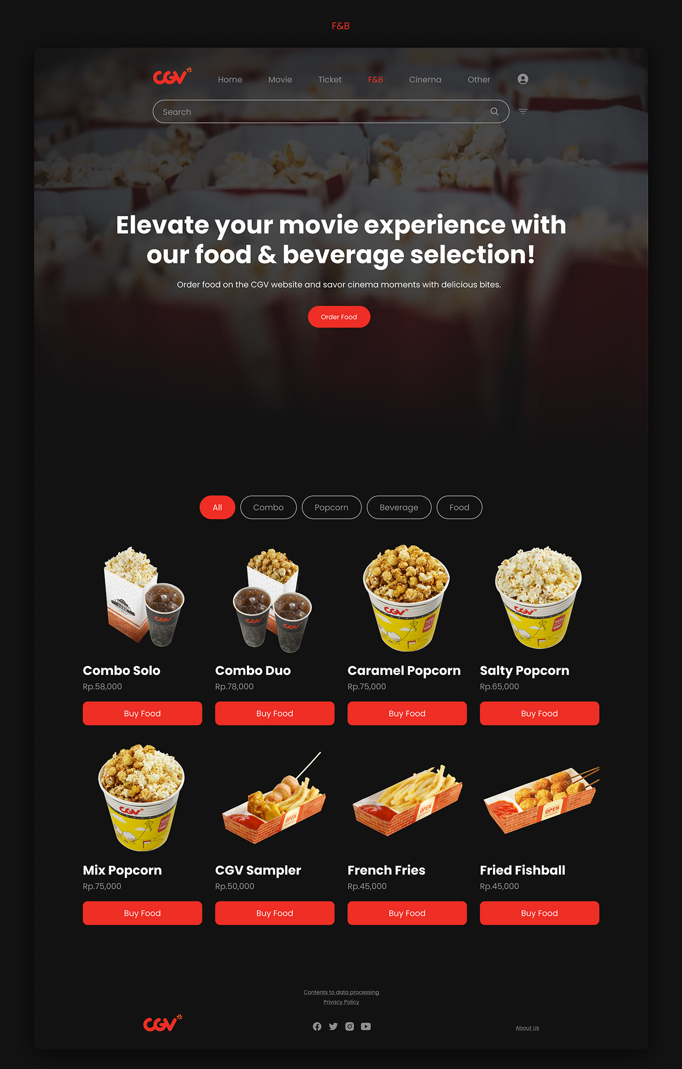 UI/UX Figma landing page Web Design  Cinema movie Film   user interface redesign Website