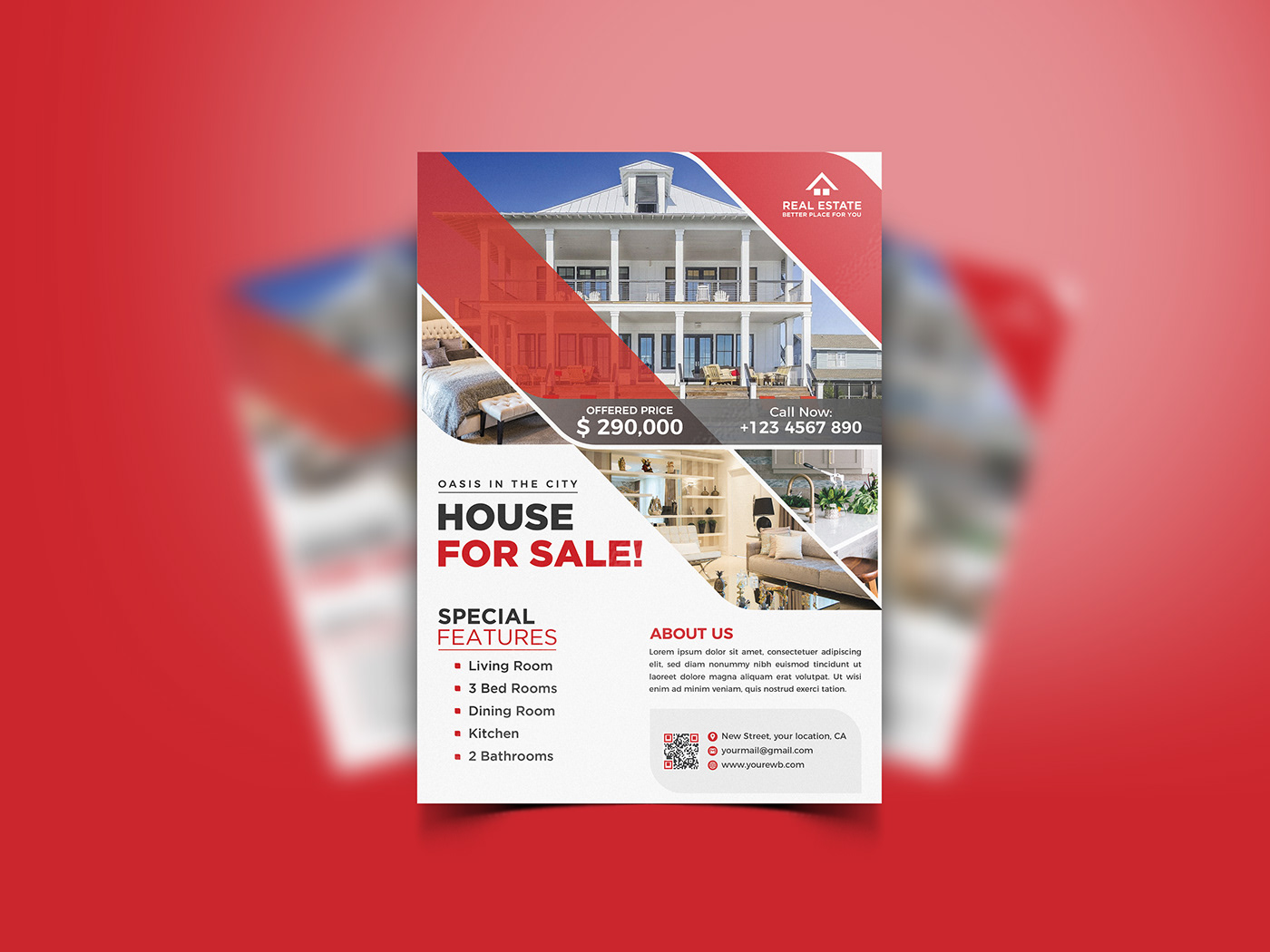 This is a creative real estate flyer design template.