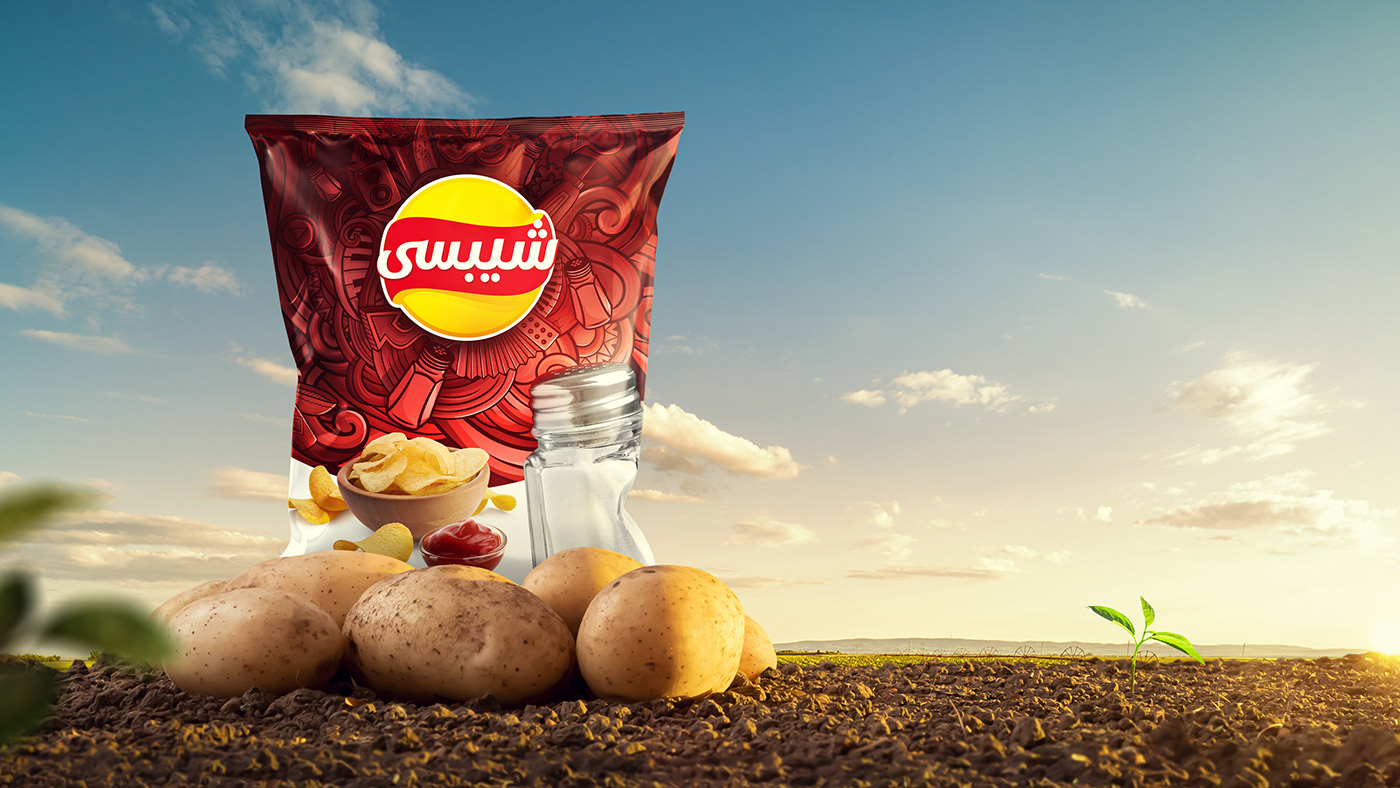Advertising  CGI chips commercial key visual manipulation Packaging Photography  retouch retouching 