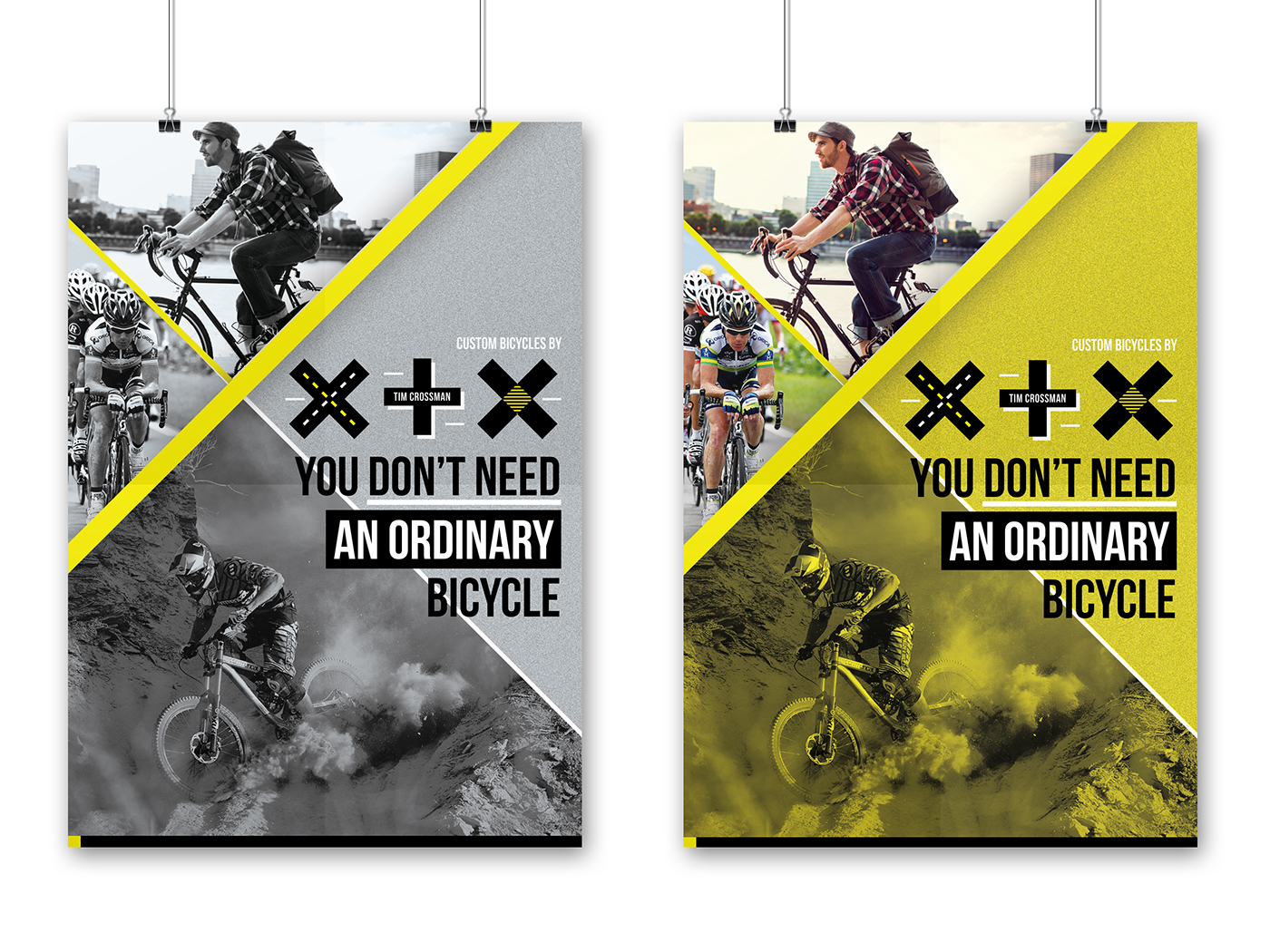 Bicycle brand identity poster banner site catalog wear pattern yellow