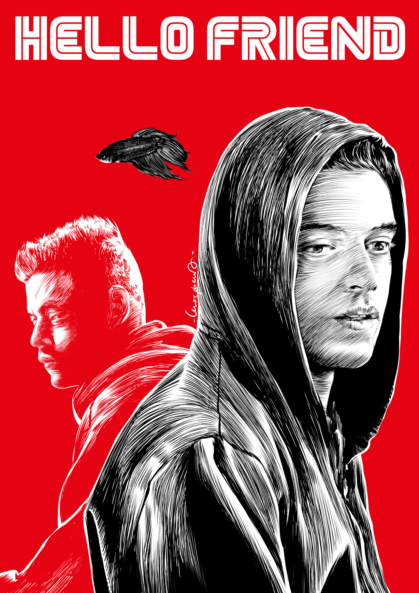 MrRobot movieposter paolamorpheus red graphics portrait qwerty linedesigne