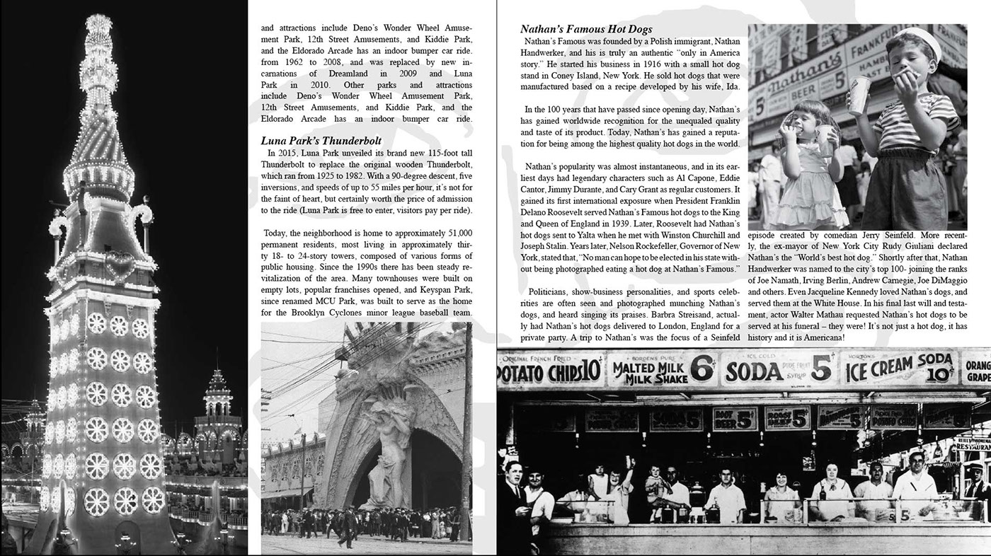 Brooklyn Joe Oesterle Weird California coney island page layout book design luna park Nathan's Nathan's Hot Dogs Steeplechase