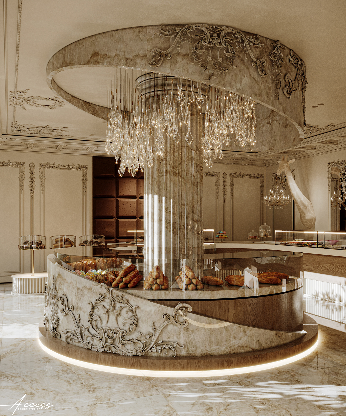 Classic chocolate bakery cafe corona 3ds max CGI archviz interior design  Render