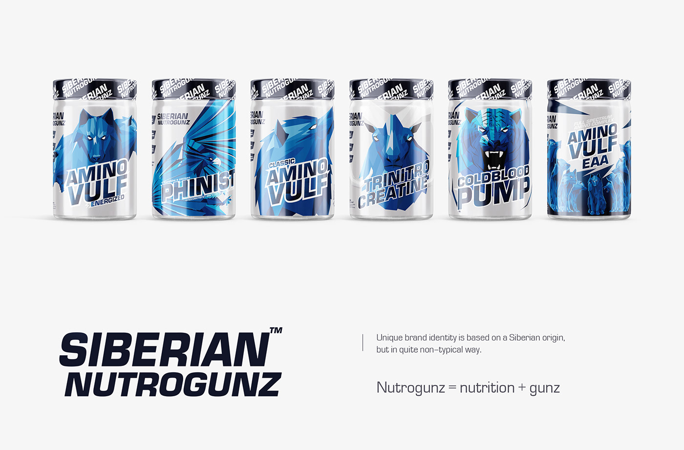 animals bear blue metallic nutrition Packaging sport wolf brand branding 