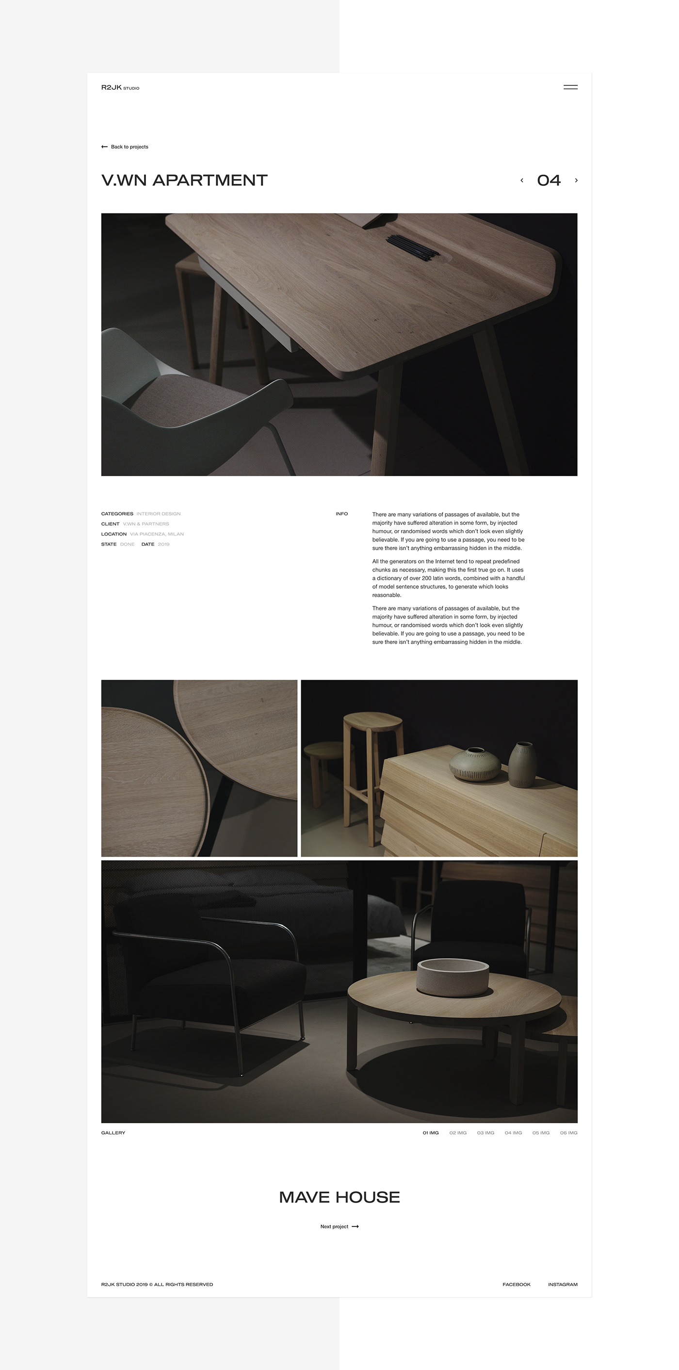 Website landing Interior furniture design studio UI/UX