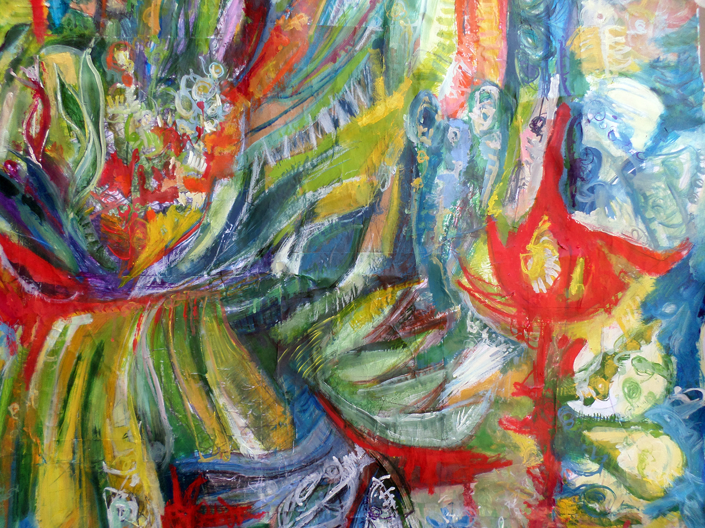 Landscape jungle forest organic trees Nature Expressionism mixed media
