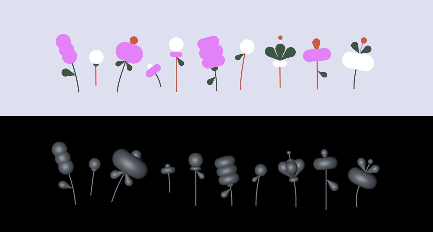 3D 3d animation 3D Character 3d motion abstract Character flower geometry motion design Nature
