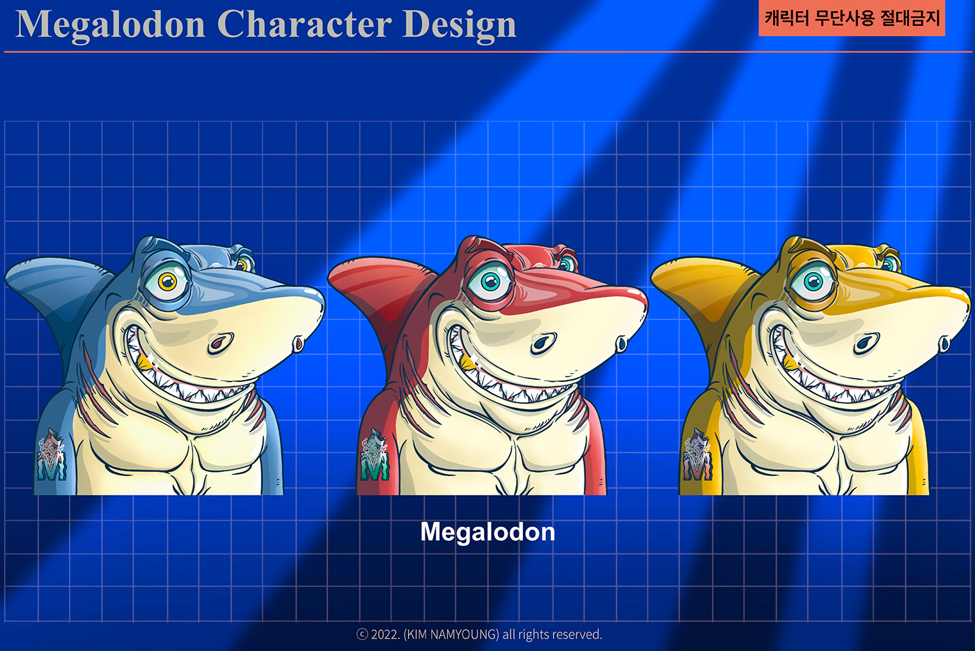 Megalodon sharks character design 