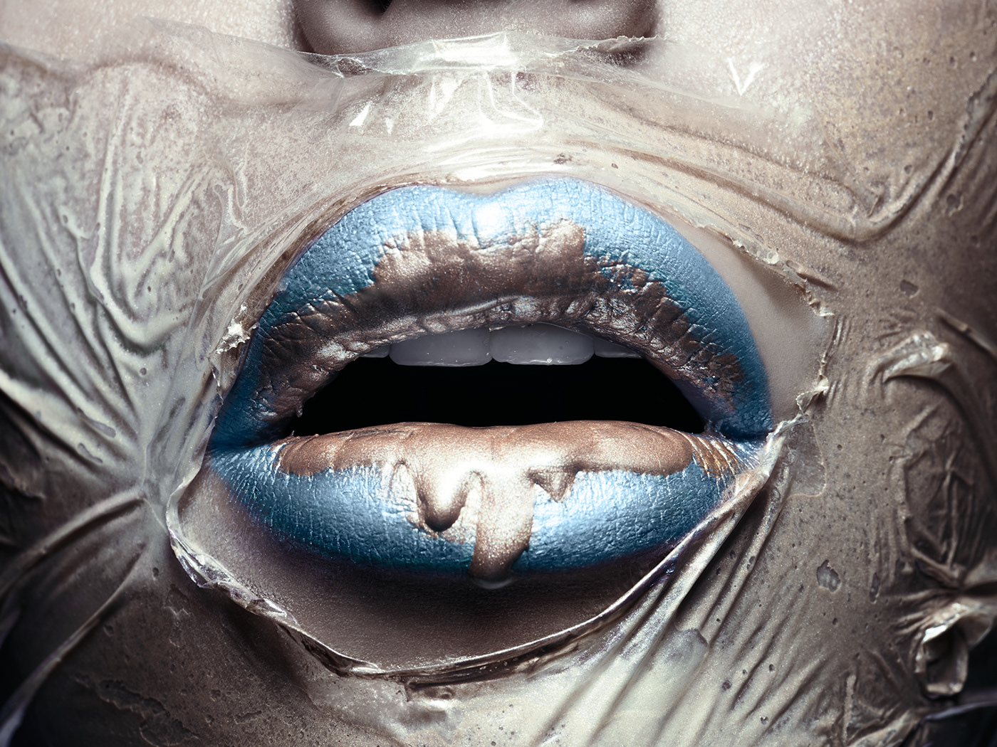 Ecology lip art makeup conceptual lips material