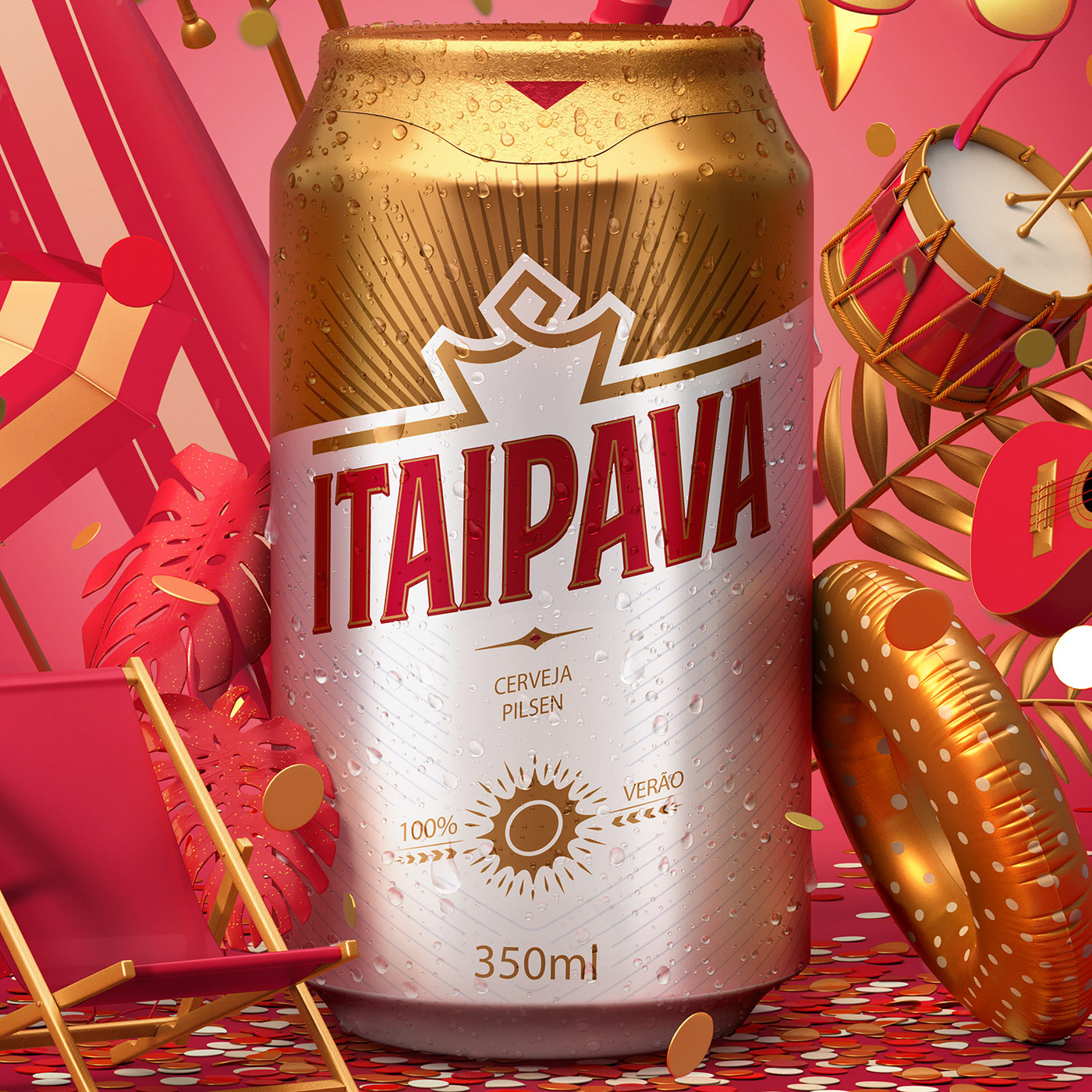 beach beer Carnaval Cerveja confete gold itaipava music red serpentina