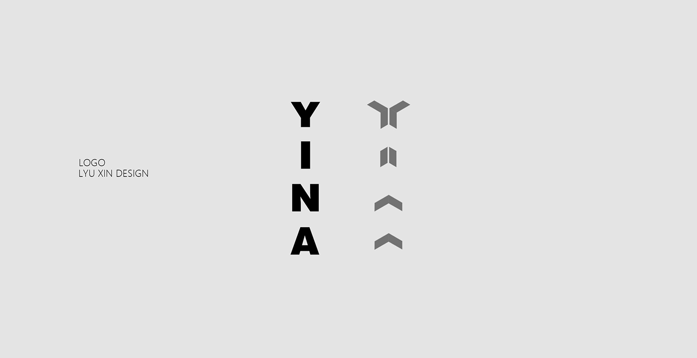 logo letters YINA brand business card trademark VI