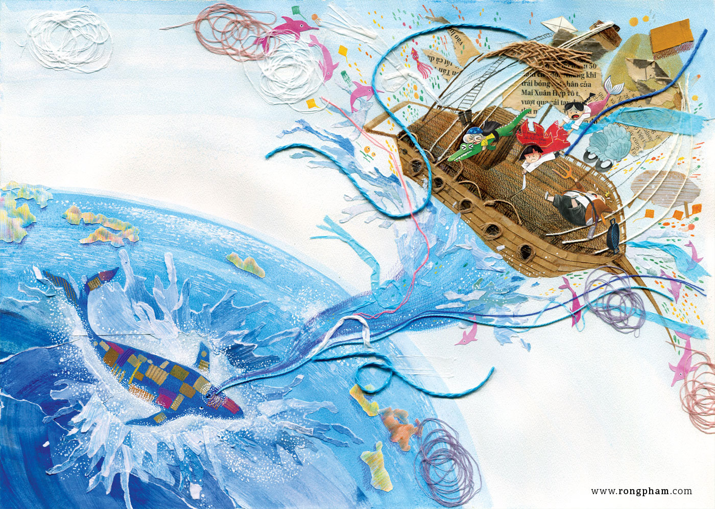 mixed media sea Ocean play pirate voyage wonderland dreamland imagination inspire