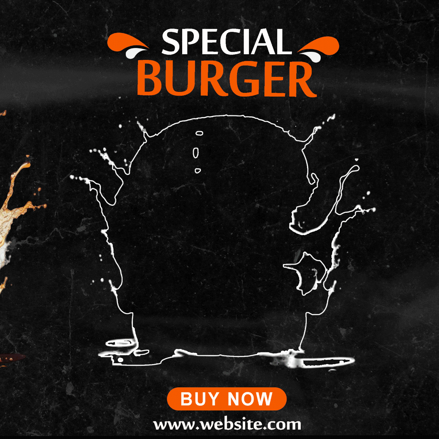 Animated GIF banner ad showing special burgers for purchase.