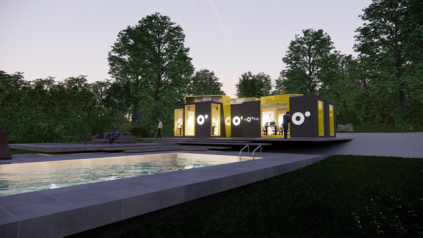 modular design modular Office pods POD future future city architecture visualization office pods