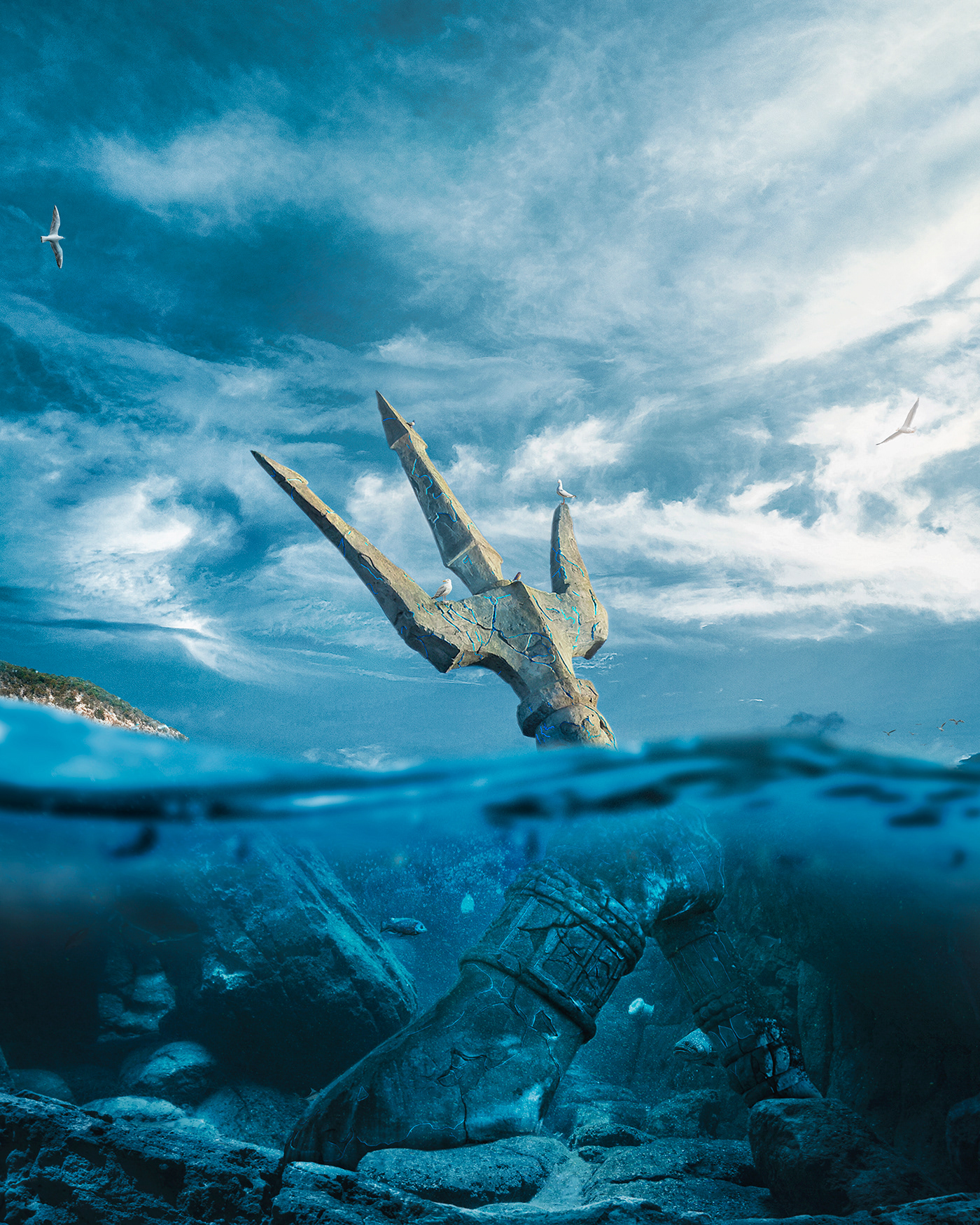 ads composition concept art Digital Art  digital painting manipulation Ocean Photography  print underwater