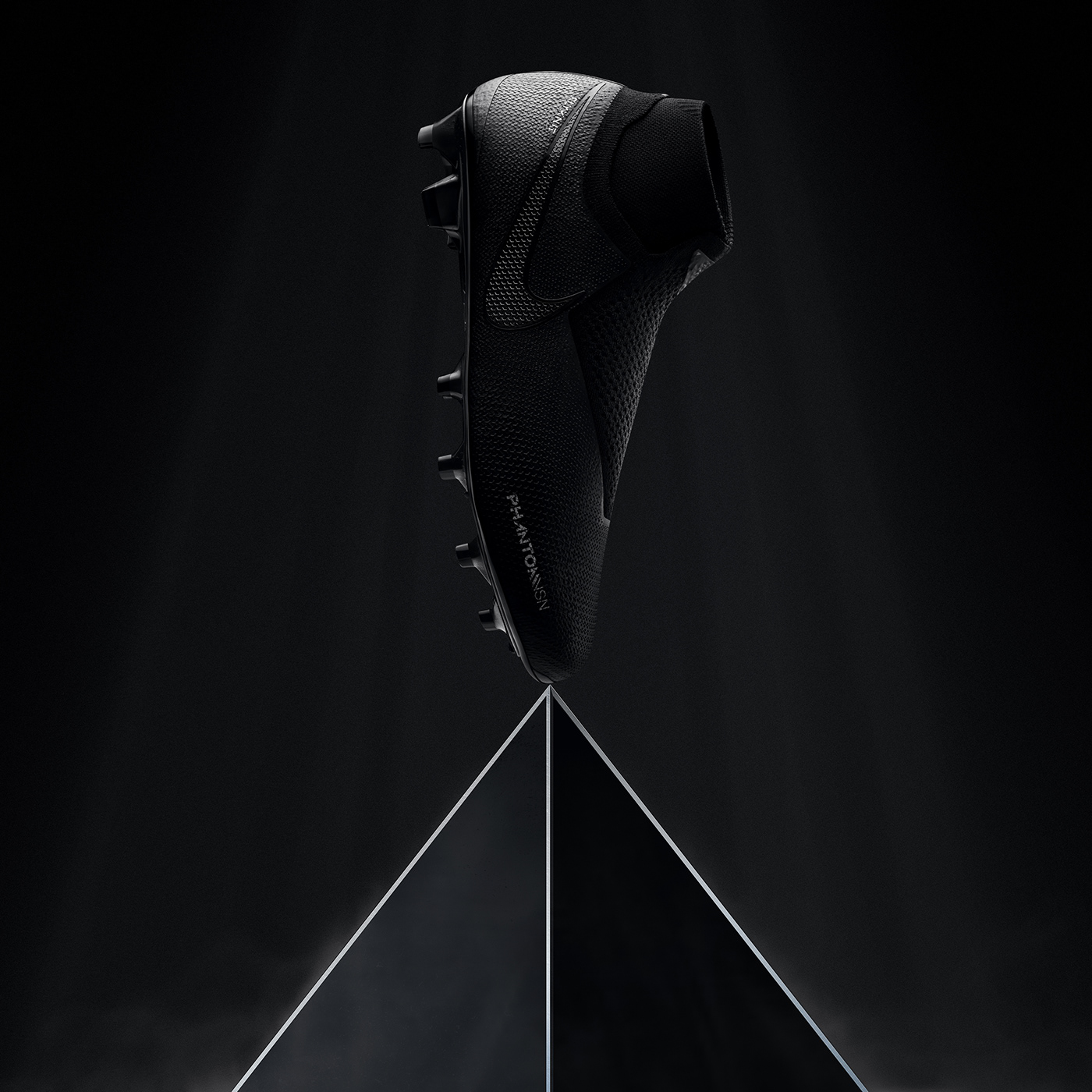 football soccer Nike product concrete stealth black Moody lighting sculpture