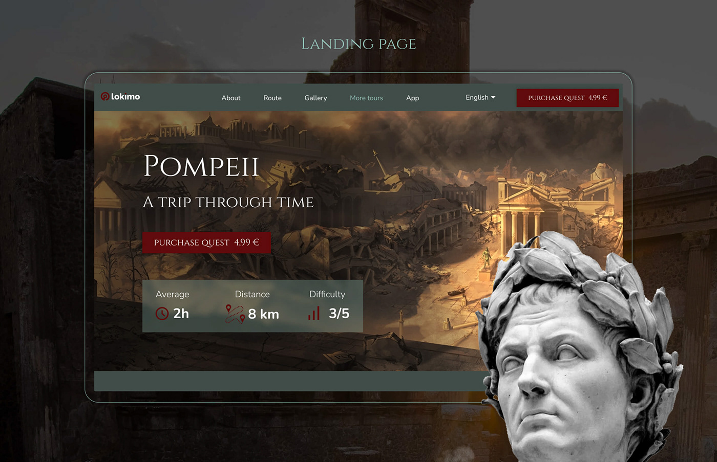 history Italy landing page Pompeii Travel trip UI/UX user interface Web Design  Website