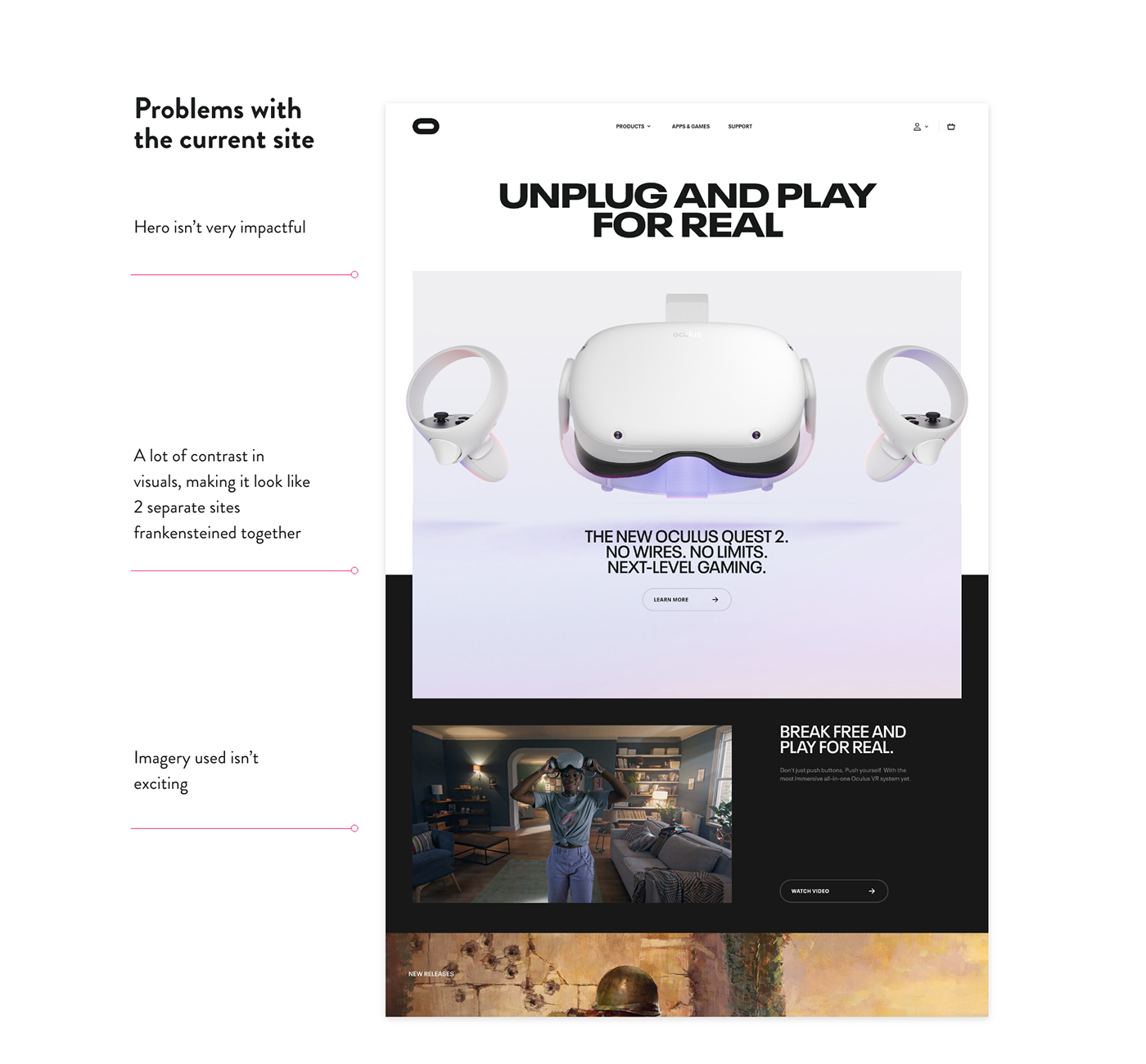 Adobe XD Oculus redesign UI ux Virtual reality vr Website