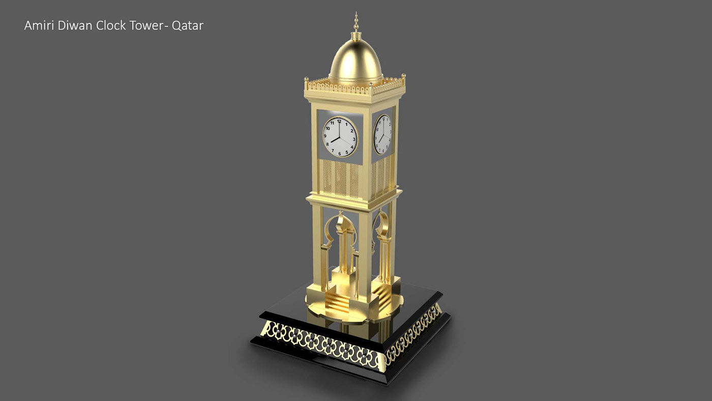product design  industrial design  modeling Miniature miniatures clocktower mosque Amiri Palace traditional building QATAR TRADITIONAL