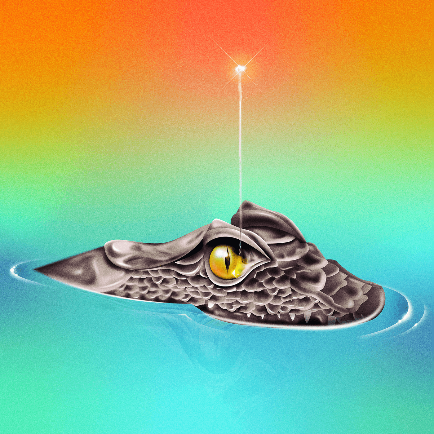 80's Album artwork colorful Crocodile Tears Digital Art  gradient surreal surrealism vector