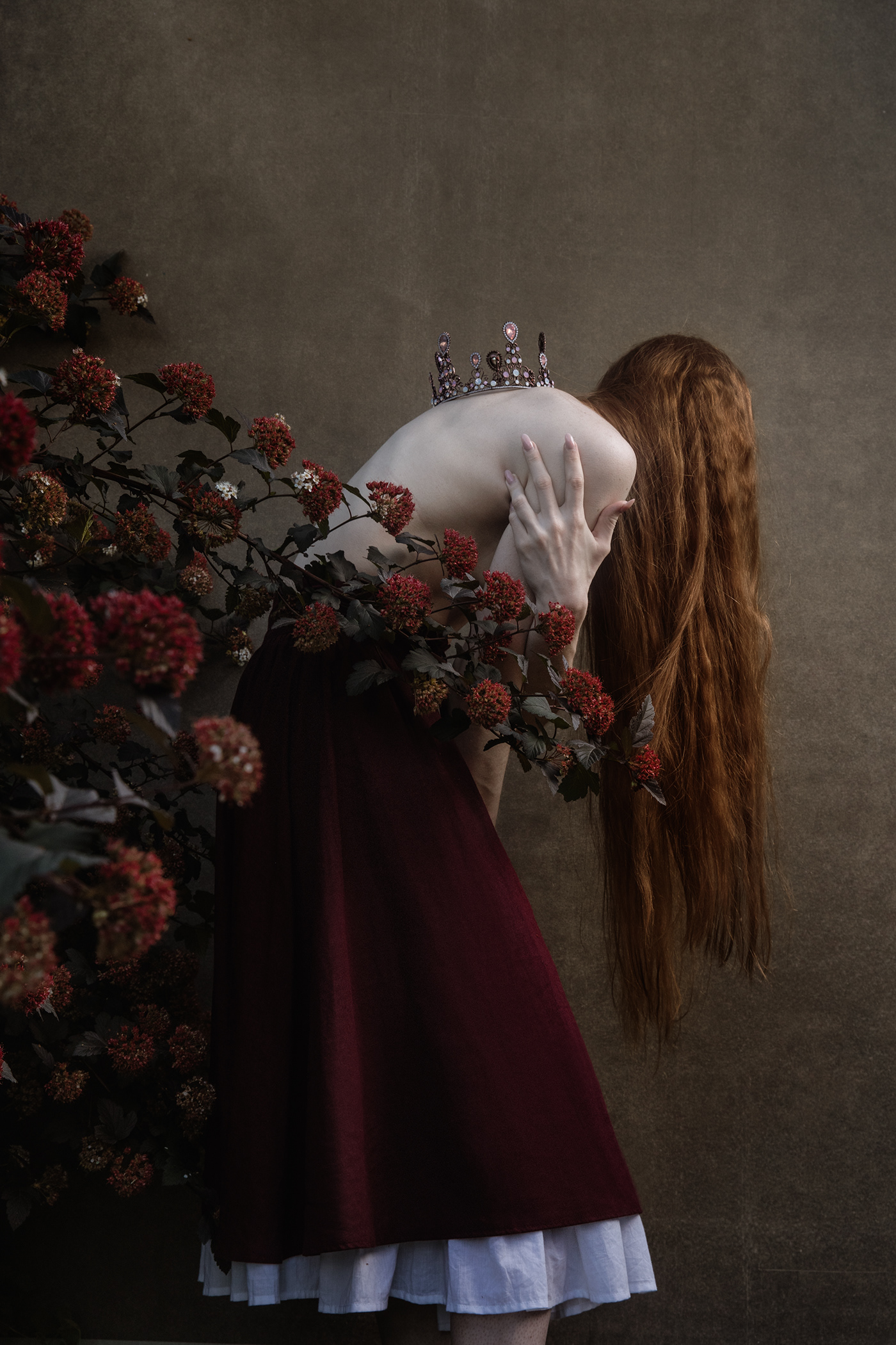 fairy fairy tale Folklore long hair Nature painting   peach portrait rose