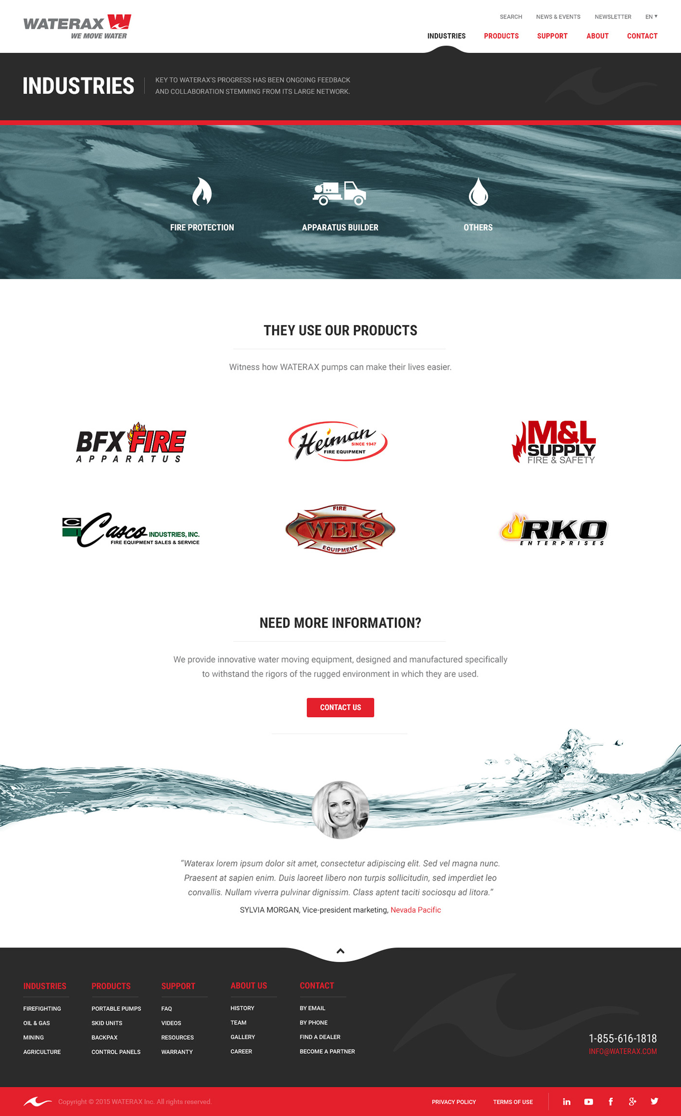 Waterax pumps product Responsive Website catalog