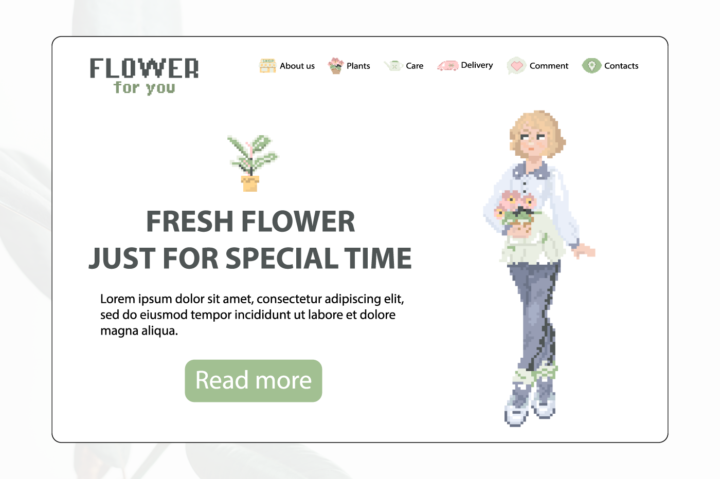 Pixel art Character design  Icon Website Design app design online online store Flowers plants ILLUSTRATION 