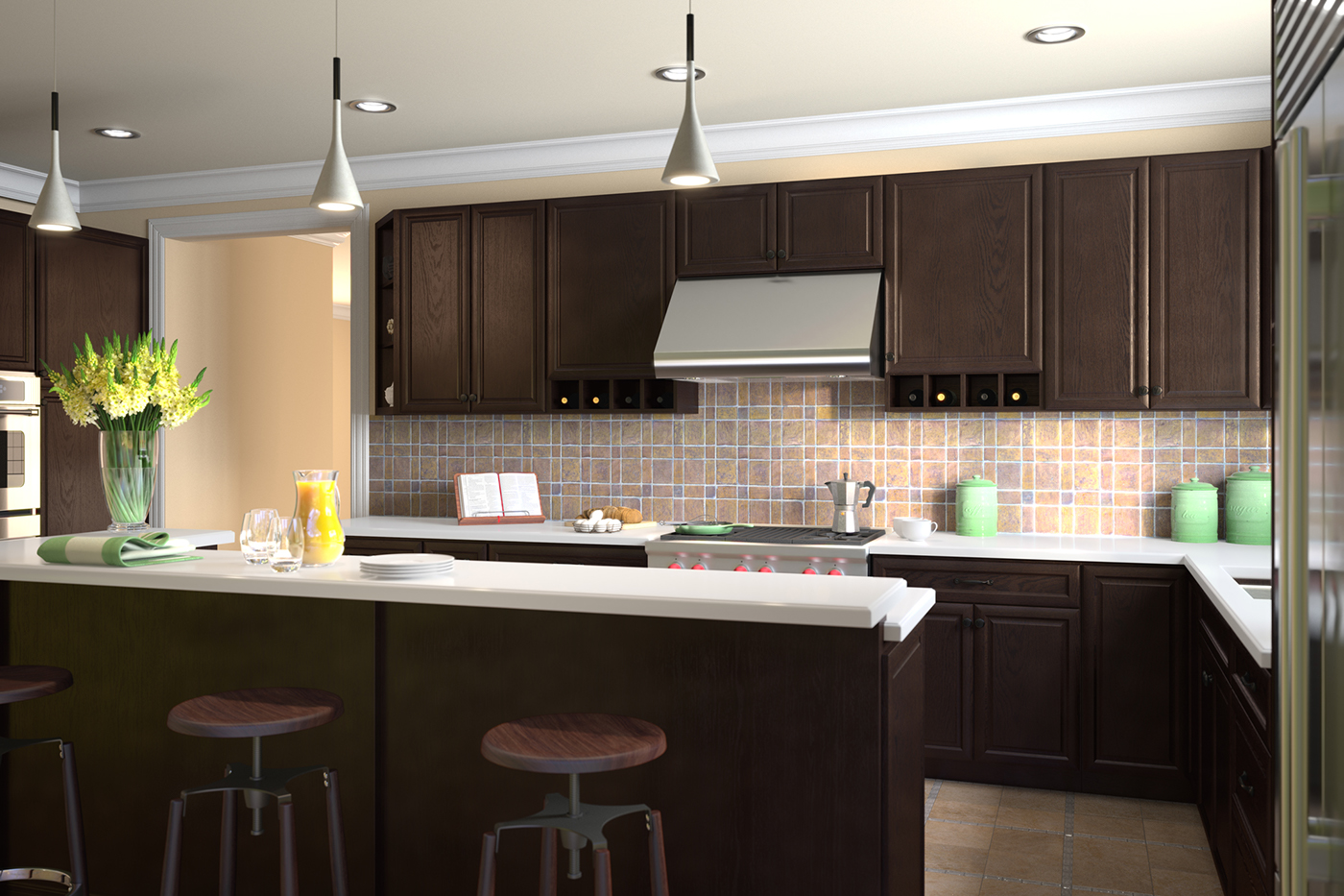 kitchen 3D CGI visualization rendering kitchen cgi Hypothetical INTERIOR RENDERING residential