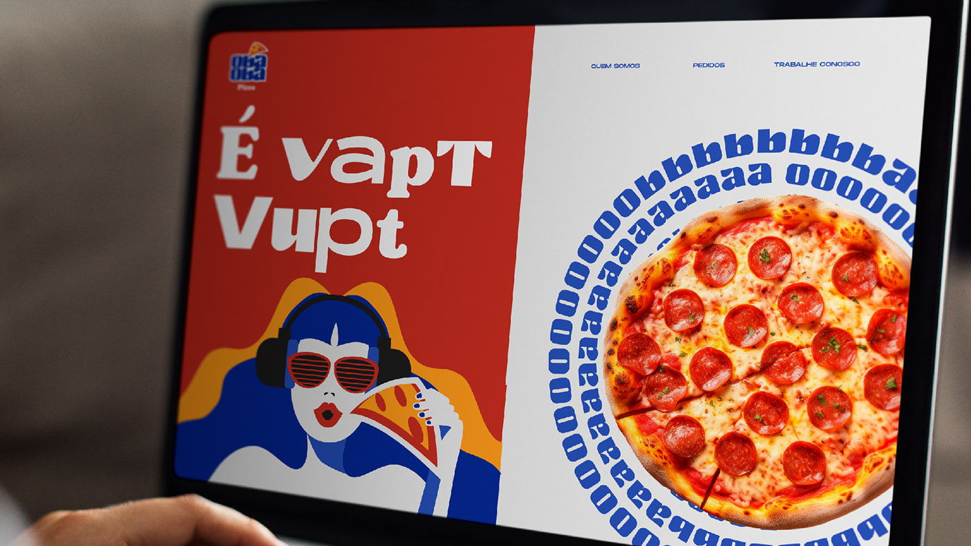 Logotipo identidade visual branding  Ilustração pizzaria Pizza Social media post vermelho AZUL pattern