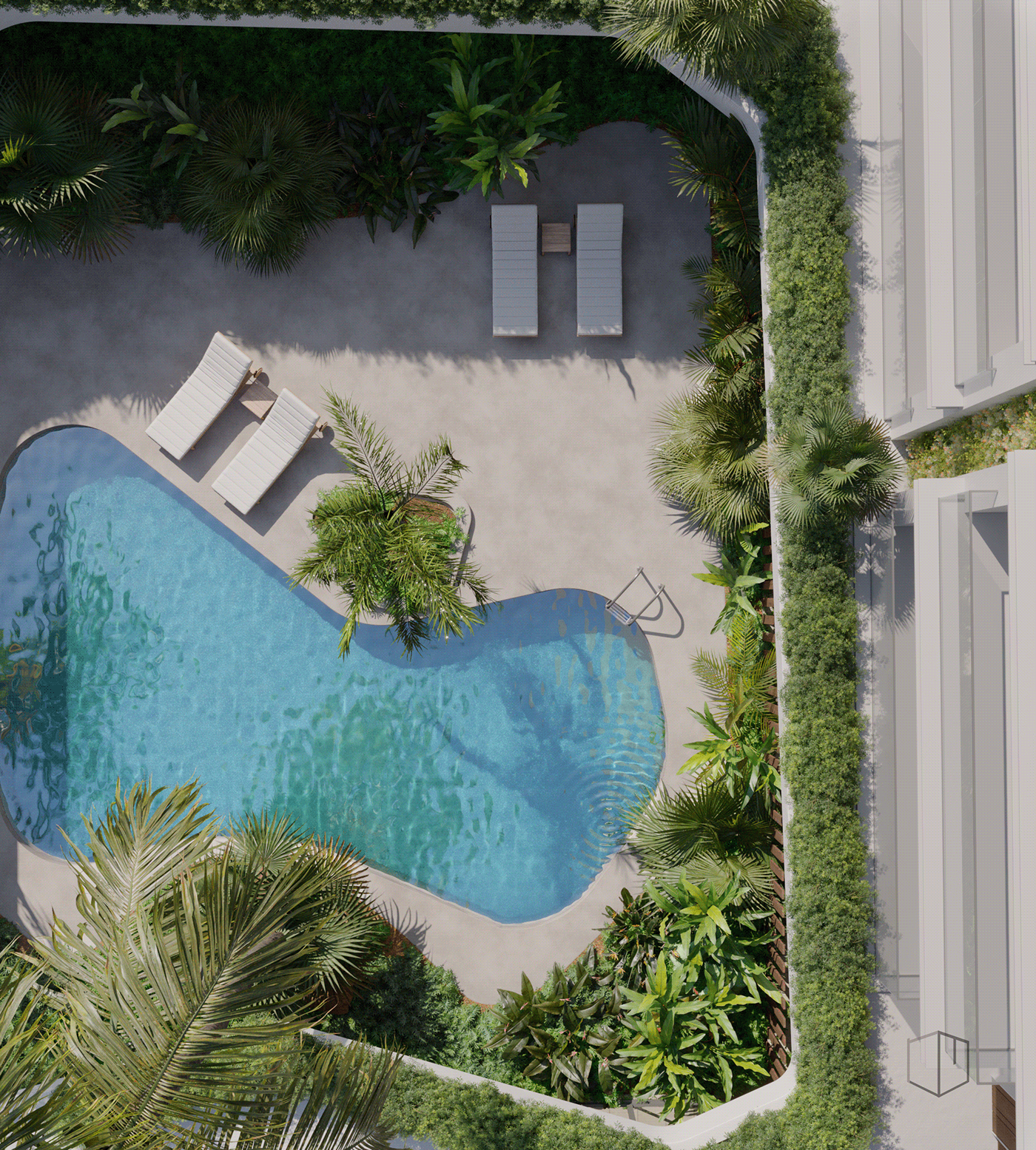 3D architecture archviz CGI corona exterior modern Pool Render visualization