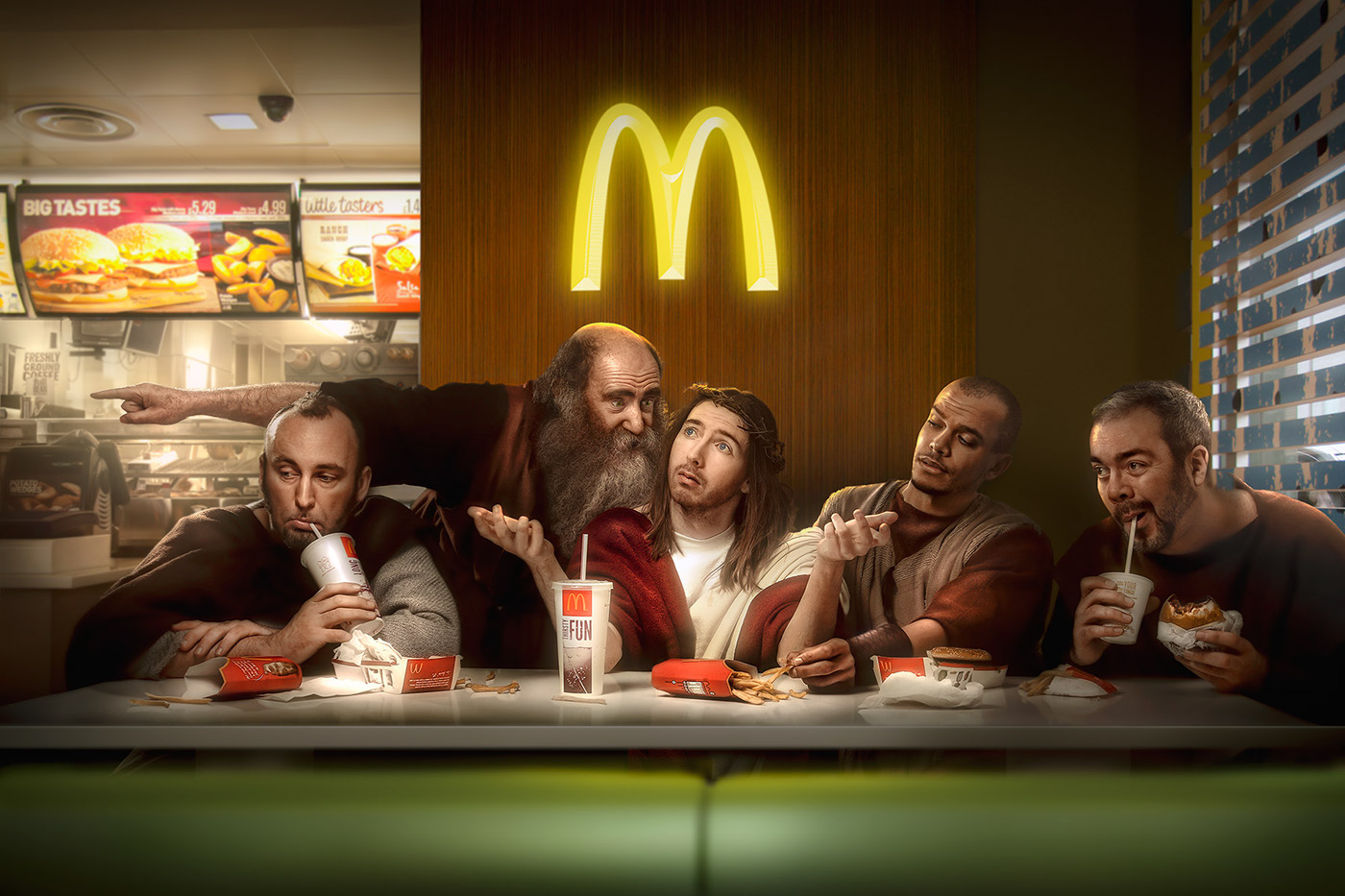 disciples McDonalds cadillac religion jesus portraits mercedes concept conceptual humor