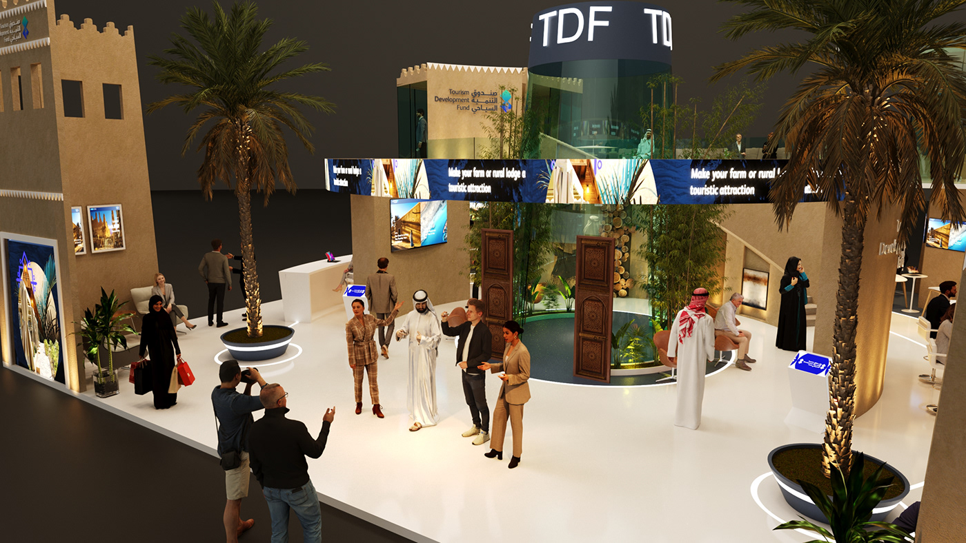 booth design Exhibition  3D Render corona expo Stand Exhibition Design 