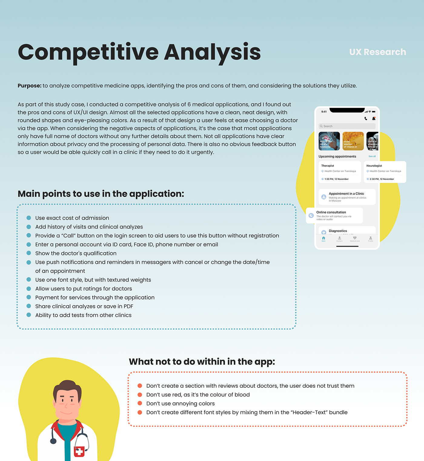 Competitive Analysis, UX/UI, medicine app