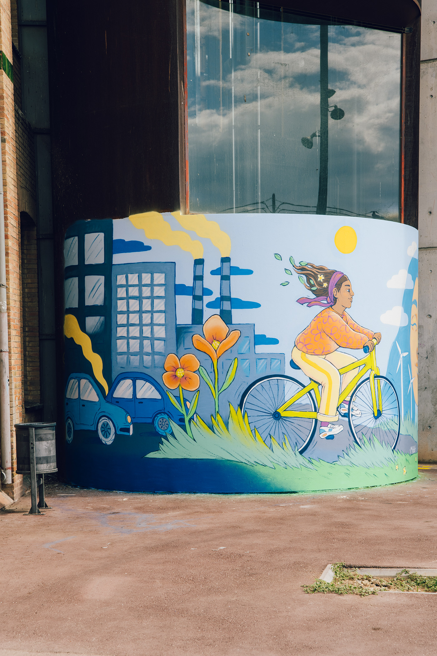 bycicle city enviroment green green city Mural Nature pollution free urban art wall painting