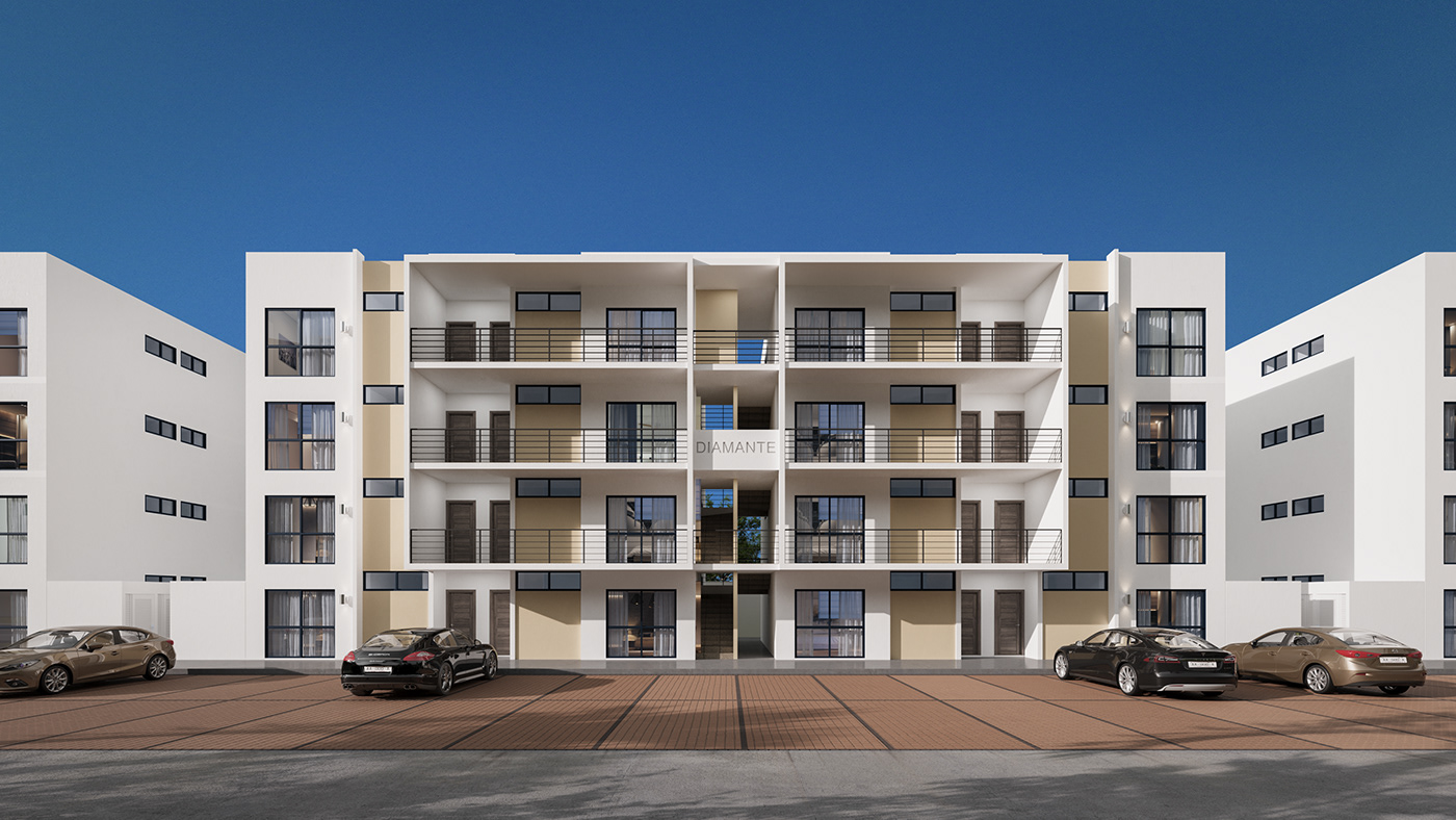 DUSK blue apartments architecture Render archviz corona night sunset 3D
