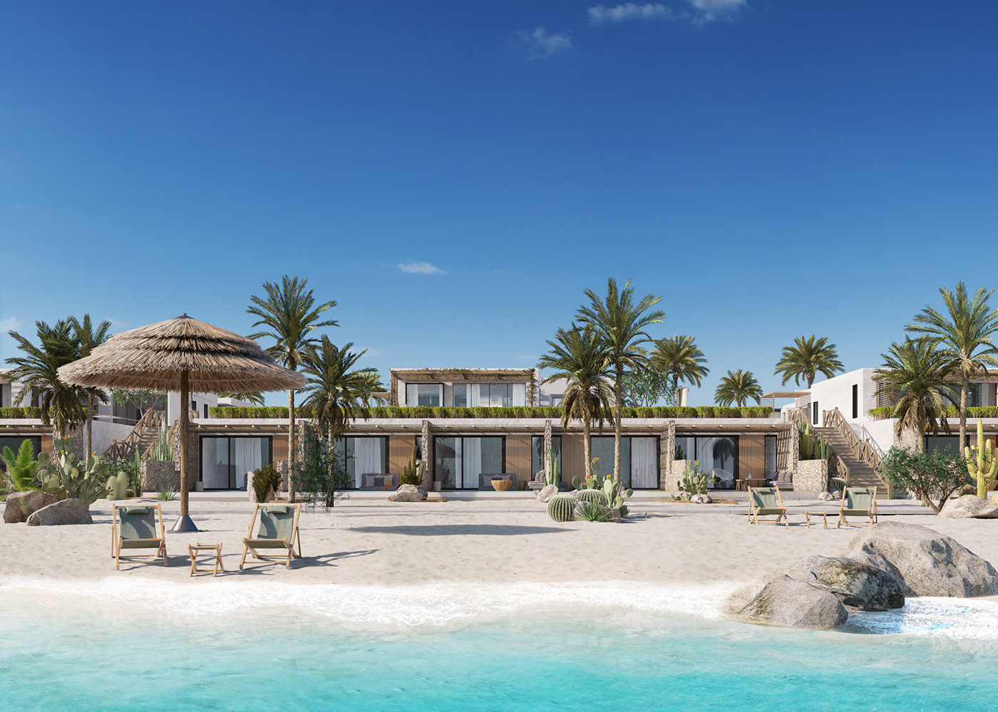 3dmax architecture beach cabañas coastal design Post Production Render visualization