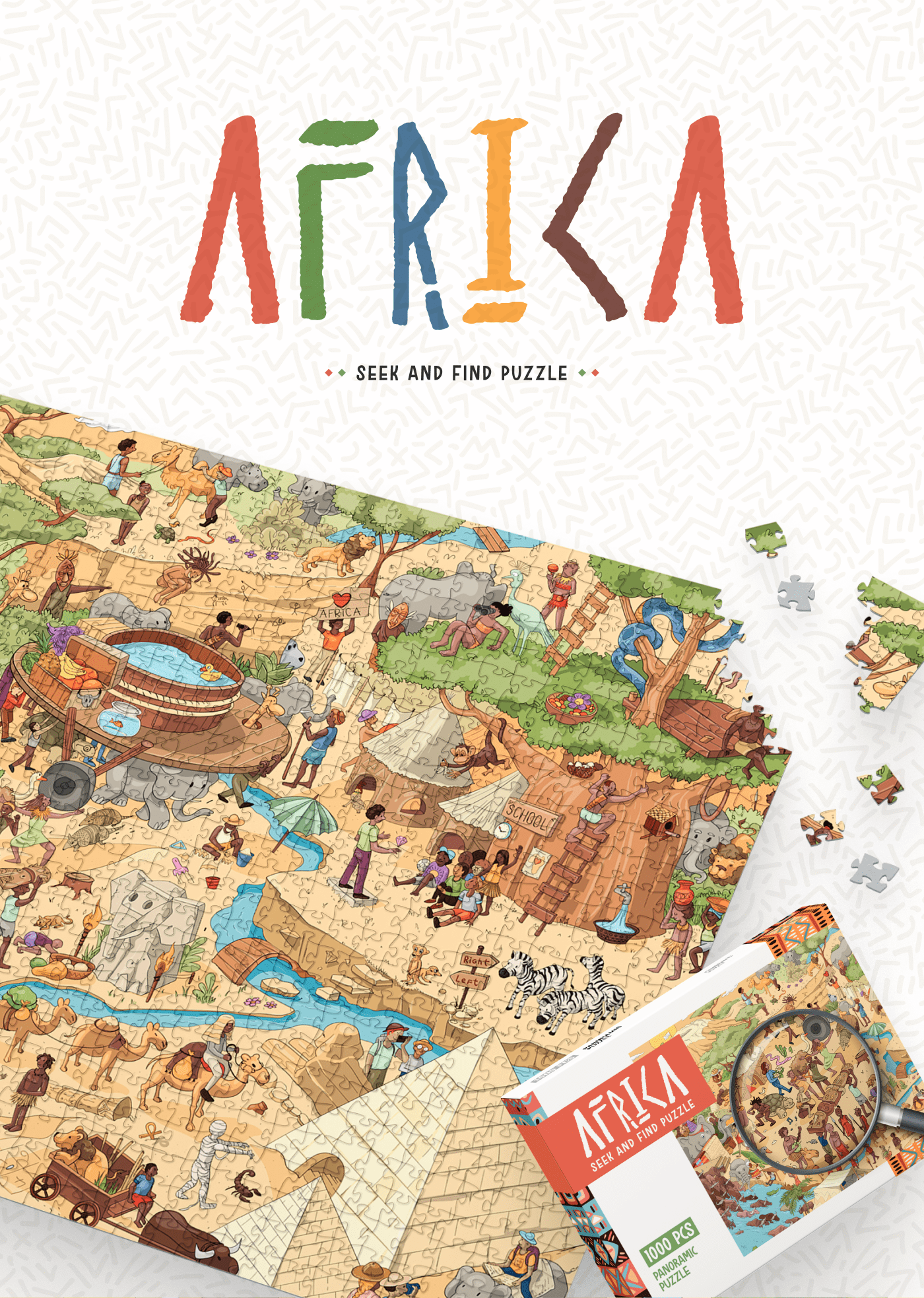 africa seek and find ILLUSTRATION  puzzle game Digital Art  artwork digital illustration