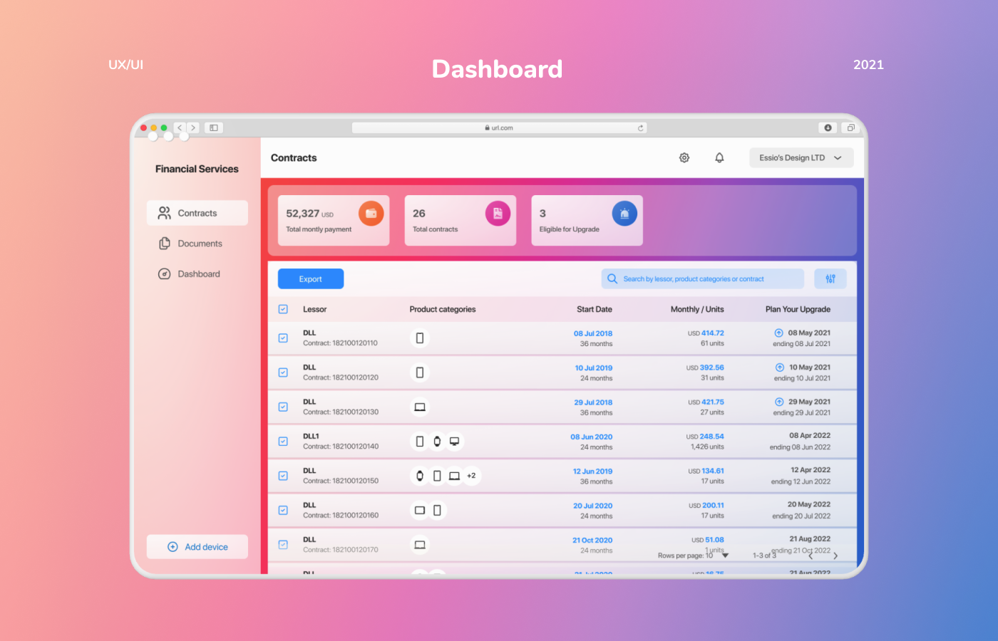 apple style dashboard data table UI/UX Web Design  Figma UI ui design Website