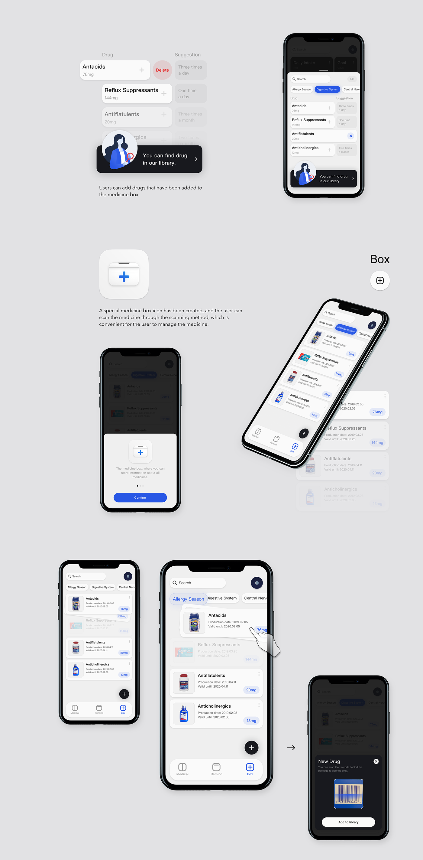 medical app UI concept kid application blue minimalist
