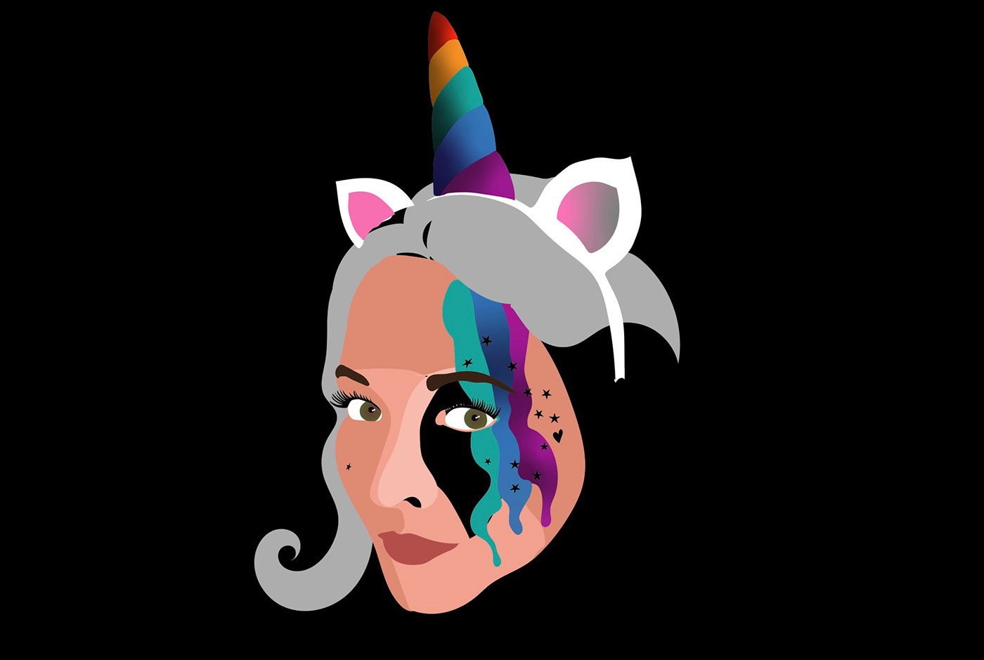adobe colorful creative Fun ILLUSTRATION  Illustrator illustrator on ipad rainbow self portrait unicorn