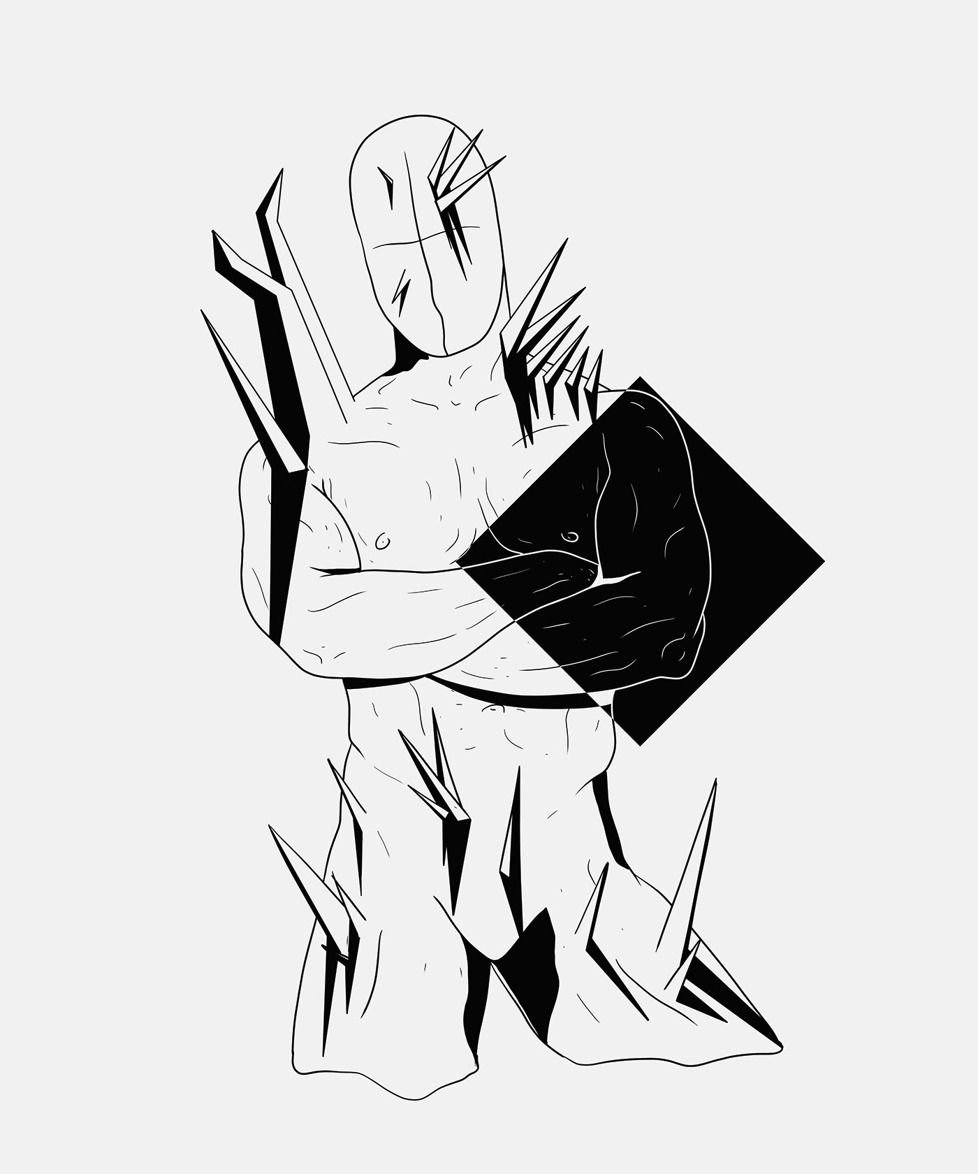 men digital painting   Character design illustrations black White abstract art