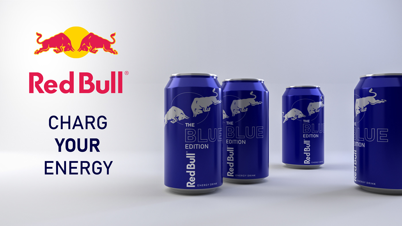 3D blue can Maya Red Bull 3D model bull edition red