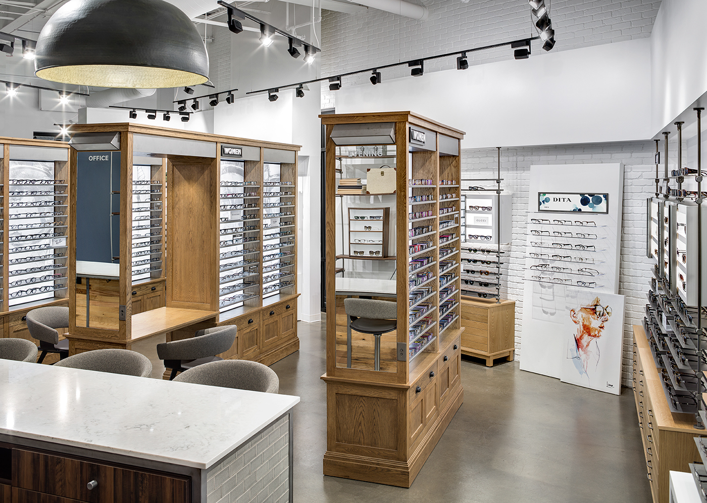 brand environment eyewear store Retail Lumen environmental graphics