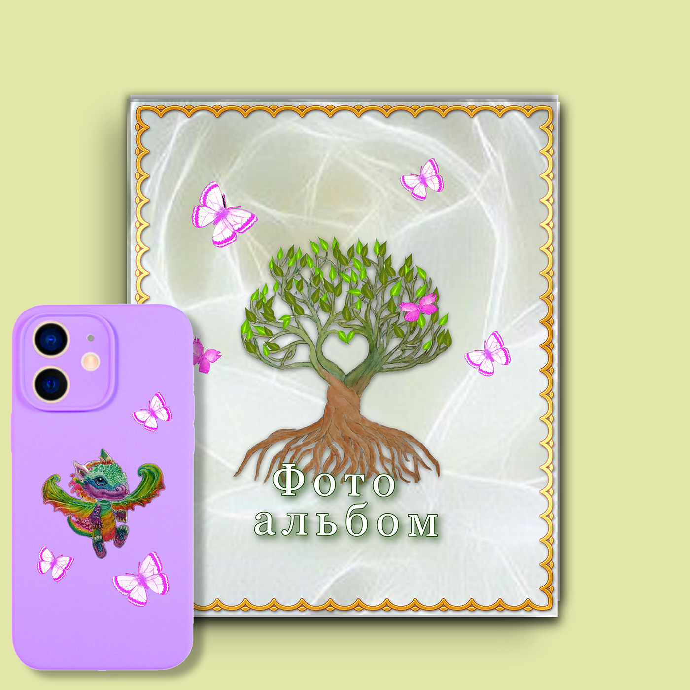 Gift design for photo album and phone case
