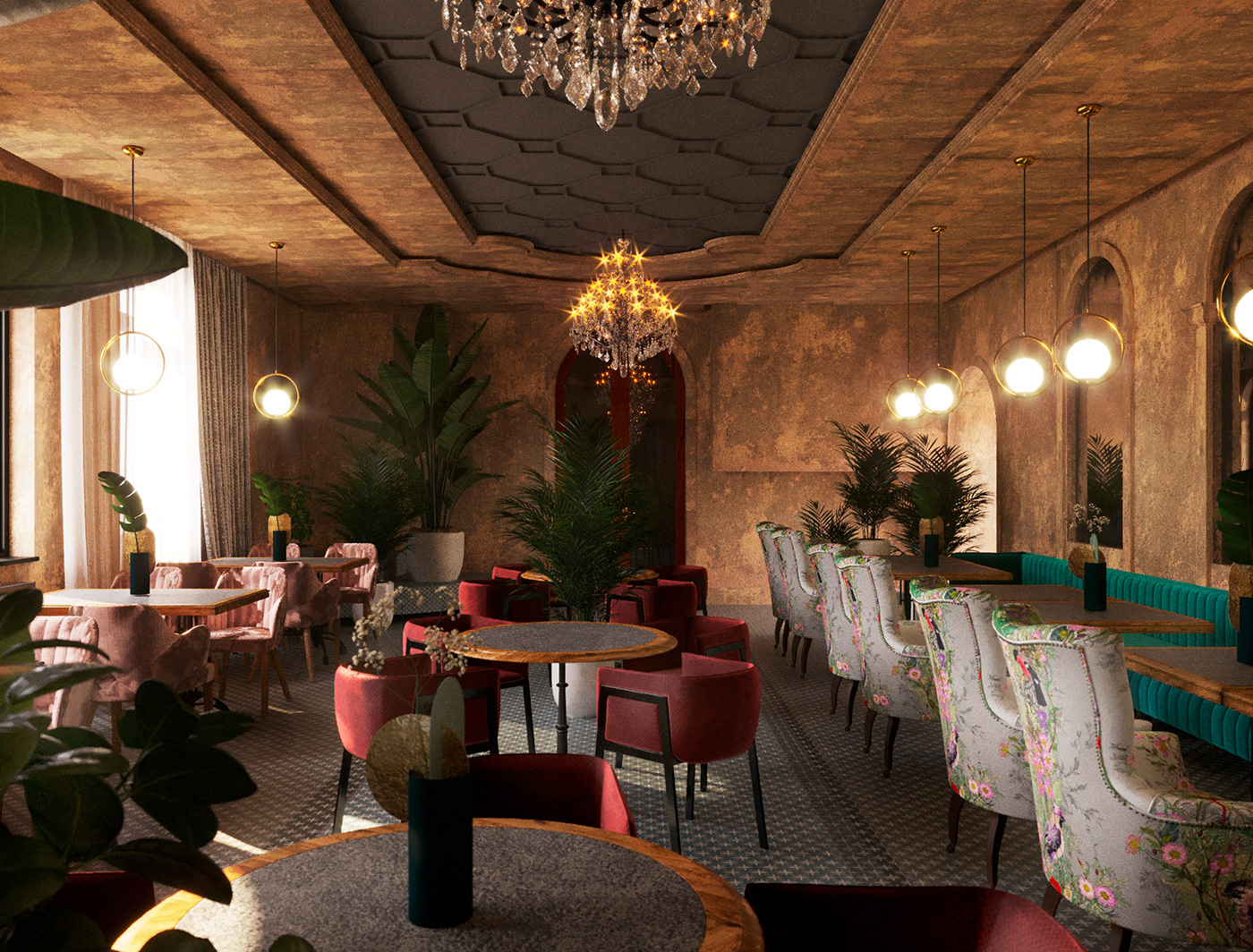 visual design interior design  restaurant horecadesign furniture visualization 3ds max archviz exterior corona