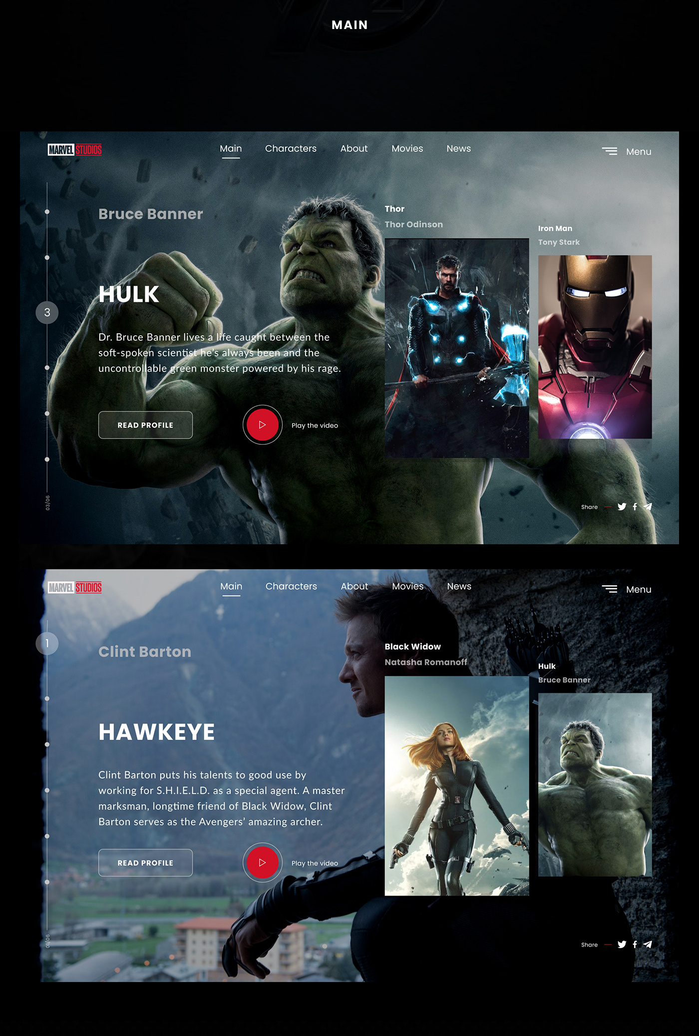 marvel Avengers comics Hero UI ux Web
