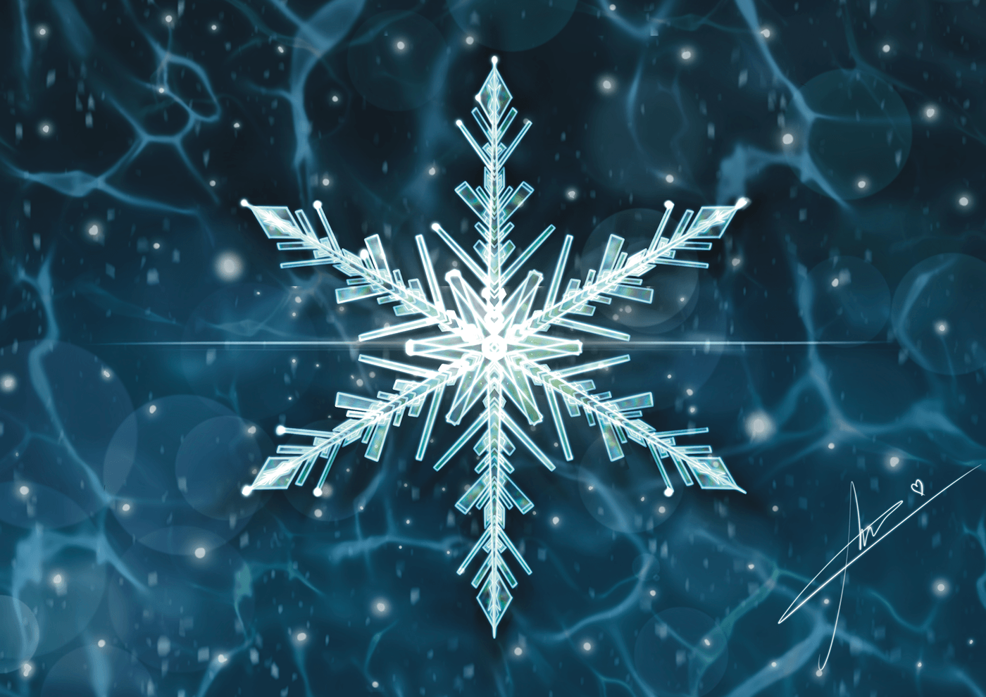 Procreate digital painting art snowflakes Christmas