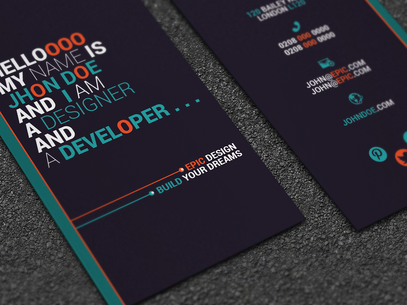business card typography   icons colorful