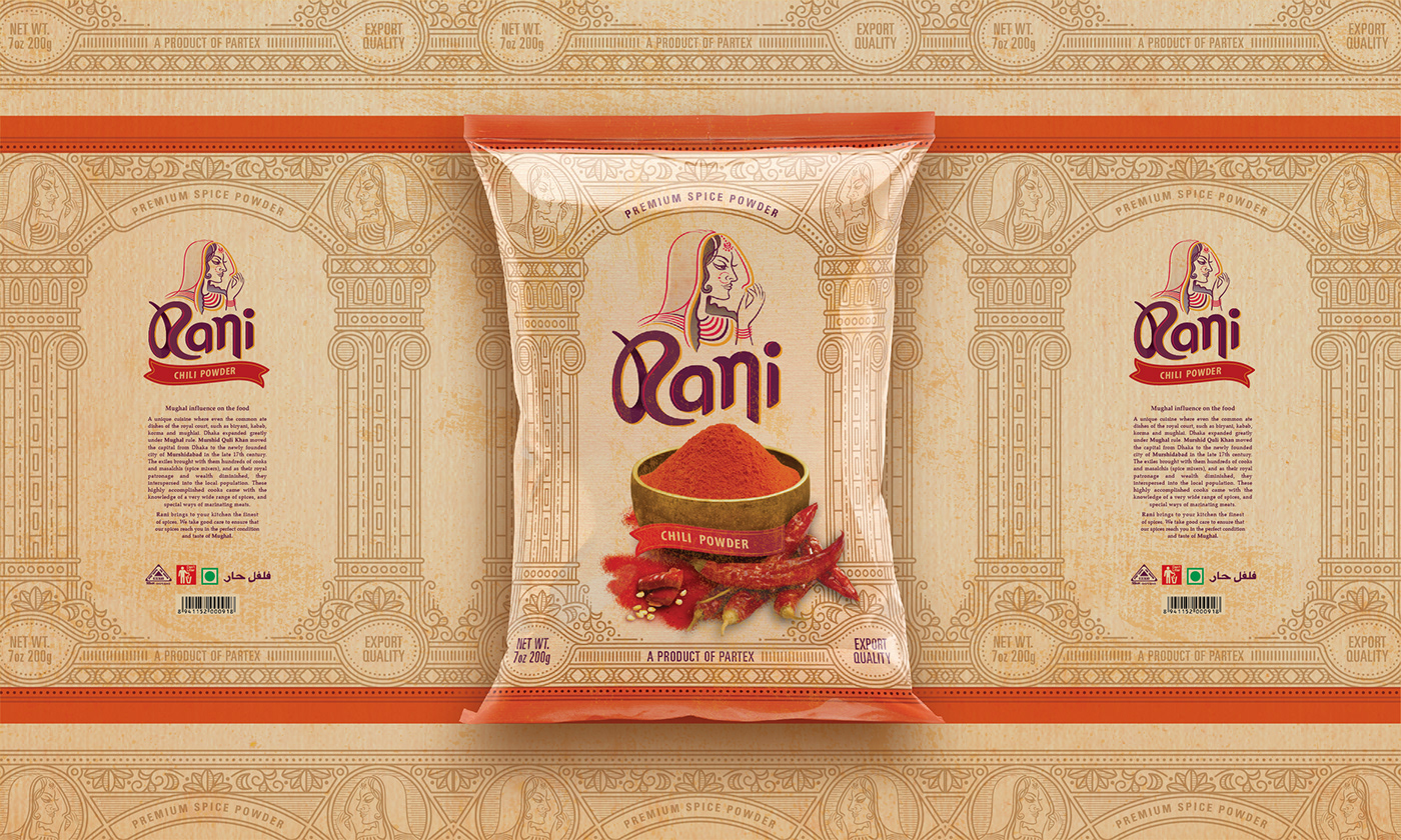 Gura masala Spice powder branding  identity Label logo logo identity Packaging Rani Spice Powder spice