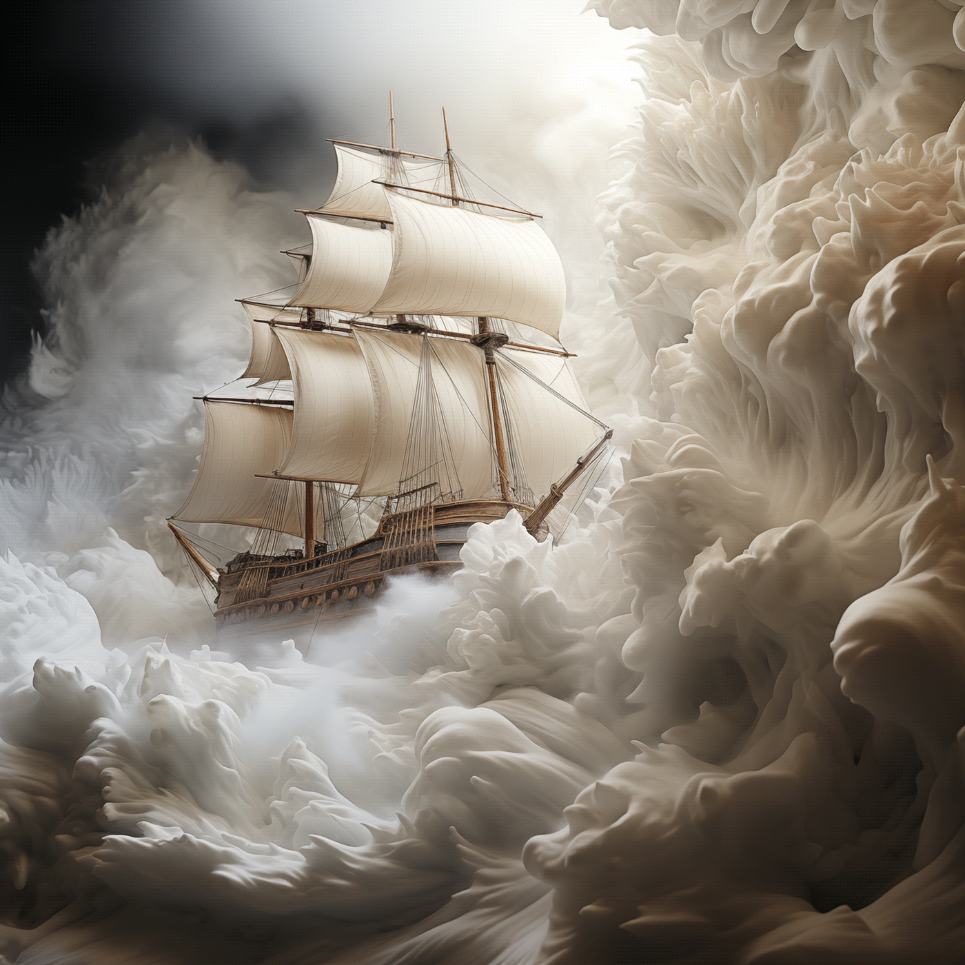 ai Digital Art  graphic design  sea ship frigate marine battleship art storm
